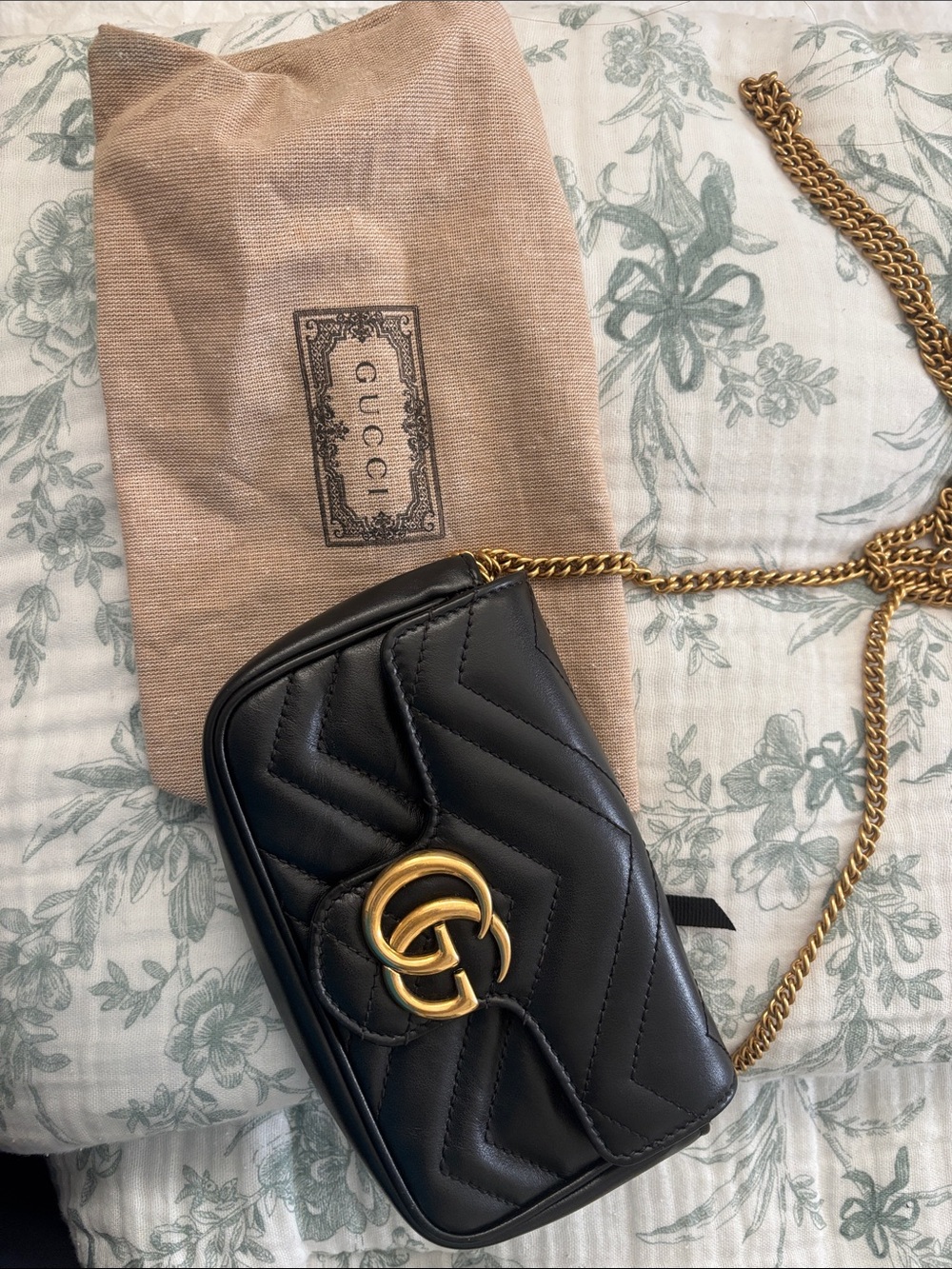 Mini Gucci Black Quilted Crossbody with Gold Double G - Picture 9 of 9